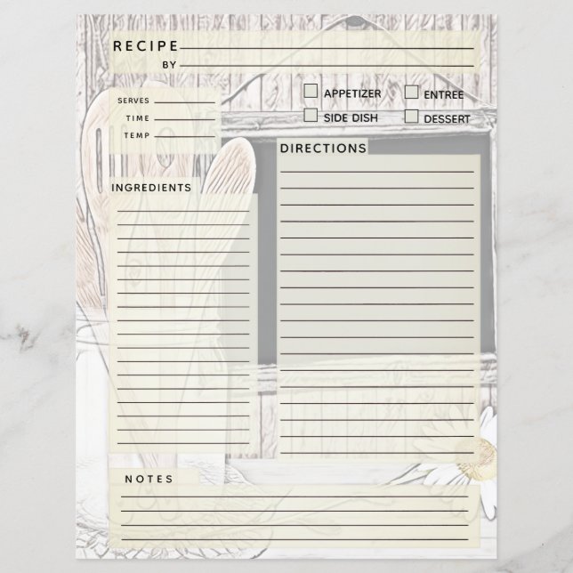 Vintage Recipiebinder-Beilage (Vorderseite)