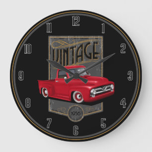 Vintage Red 1956 Truck Große Wanduhr