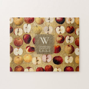 Vintage Red Apples Gold Class Year Puzzle