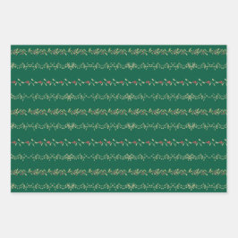 Vintage Red Berry Garland Botanical Christmas Geschenkpapier Set