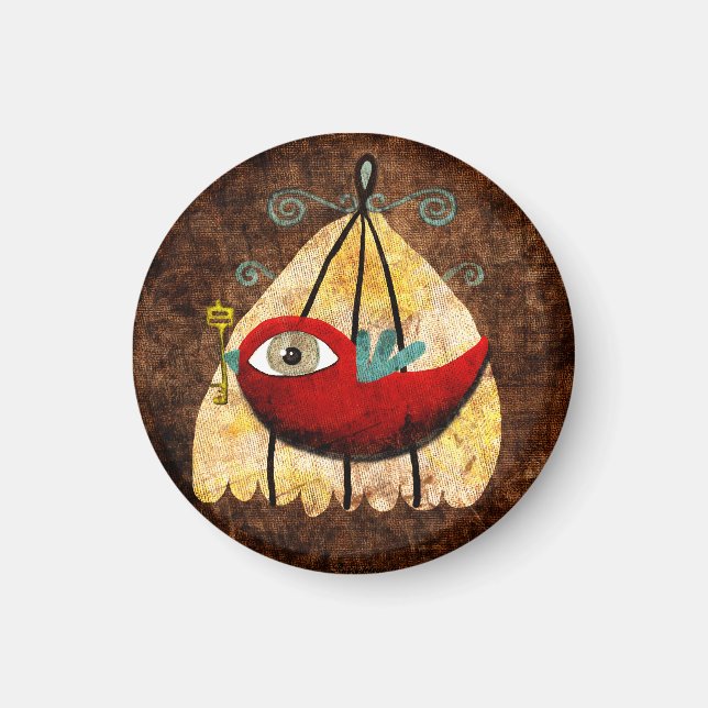Vintage Red Bird Magnet (Vorne)