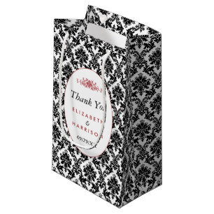 Vintage Red, Black & White Damask Hochzeitsgunst Kleine Geschenktüte