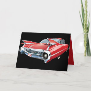 Vintage Red Car Finnen und Chrome Geburtstag Karte
