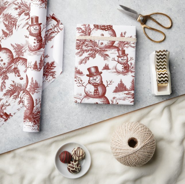 Vintage Red Christmas Geschenkpapier (Kunsthandwerk)