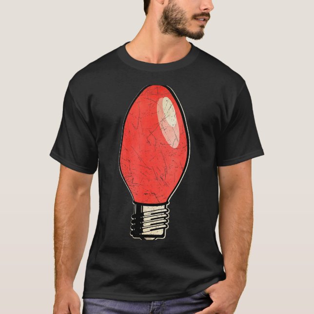 Vintage Red Christmas Tree Light Bulb  T-Shirt (Vorderseite)