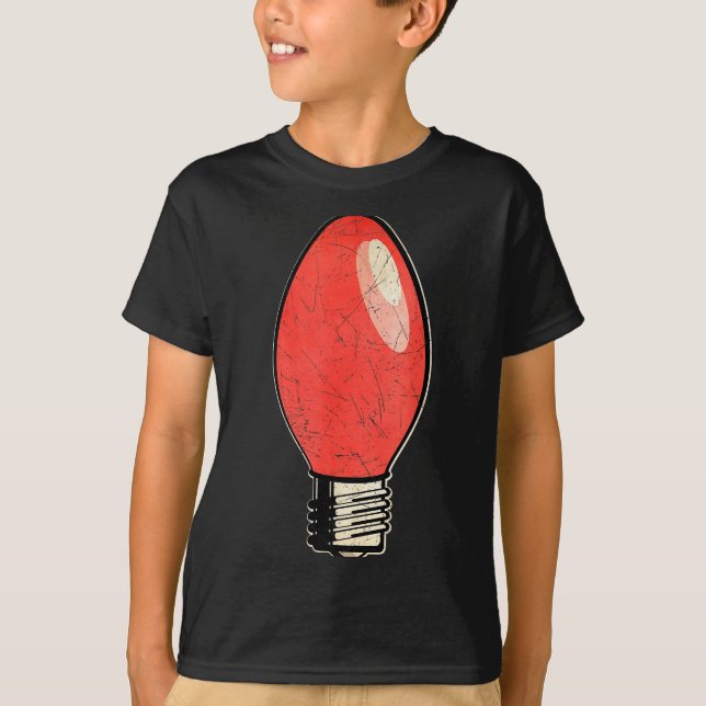 Vintage Red Christmas Tree Light Bulb  T-Shirt (Vorderseite)