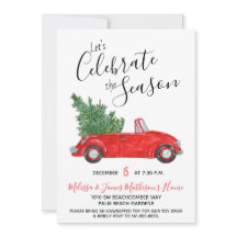 Vintage Red Convertible Car Holiday Party