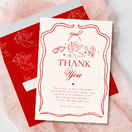 Vintage Red Cupid Cherub Bridal Shower Thank You Dankeskarte