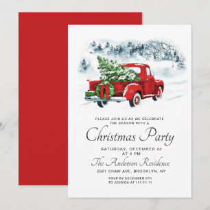 Vintage Red Farm Truck Weihnachtsfeier Einladung