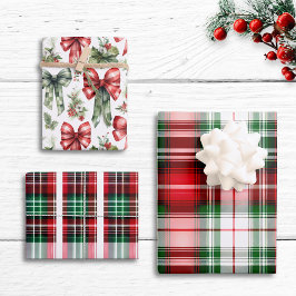 Vintage Red Green Plaid Farmhouse Lux Christmas Geschenkpapier Set
