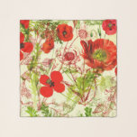Vintage Red Green Poppies Sommer-Wildblumen Schal<br><div class="desc">Wildblumen,  verspielte Gänse,  viele Weinreben und andere Blumen schweben im Sommer. Ihre hellen Blütenblätter nicken in die lebendige grüne Natur.</div>