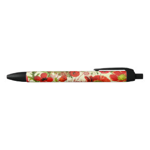 Vintage Red Green Poppies Sommerliche Wildblumen Kugelschreiber