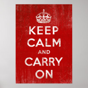 Vintage Red Keep Calm and Carry On Poster