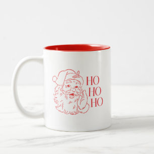 Vintage Red Line Art Weihnachtsmann Feiertag Zweifarbige Tasse