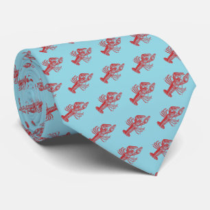 Vintage Red Lobster #1 Zeichnung Robin Egg Blau BG Krawatte