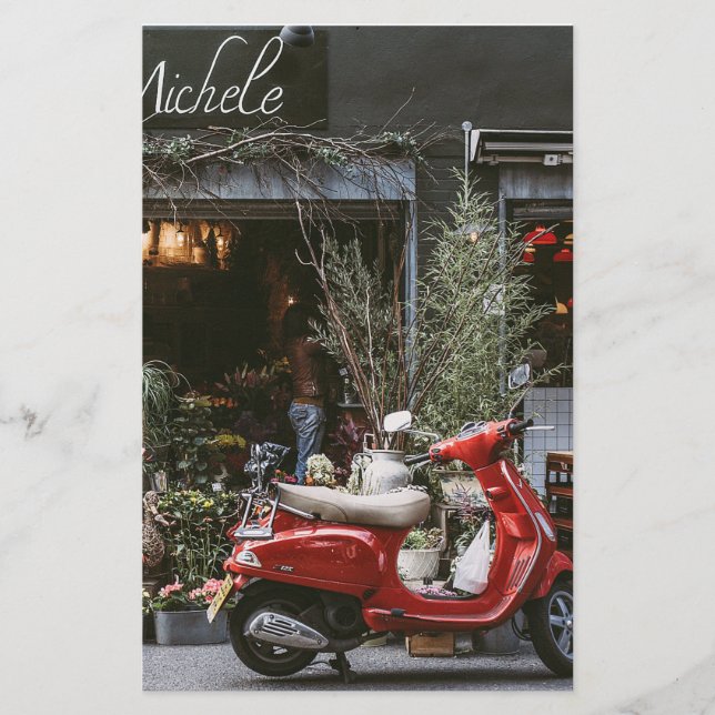 Vintage Red Motor Scooter        Briefpapier (Vorderseite)