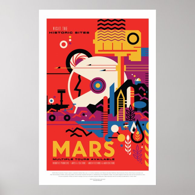 Vintage Red Planet Mars Weltraumreise Poster (Vorne)
