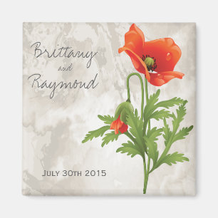 VINTAGE RED POPPIES GÜNSTIGES Magnet