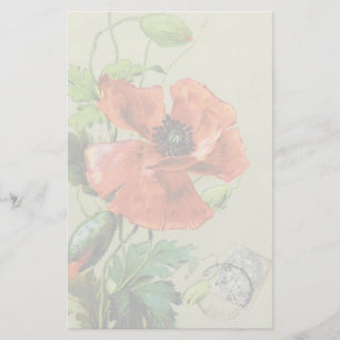VINTAGE RED POPPY-BLUME BRIEFPAPIER