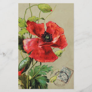 VINTAGE RED POPPY-BLUME BRIEFPAPIER