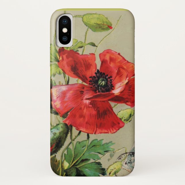 VINTAGE RED POPPY-BLUME Case-Mate iPhone HÜLLE (Rückseite)