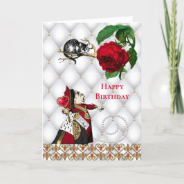 Vintage Red Queen Cat Rose Geburtstag Karte