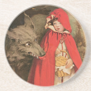 Vintage Red Riding Hood und Big Bad Wolf Getränkeuntersetzer