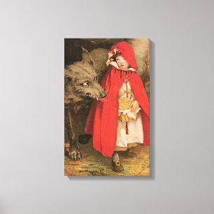 Vintage Red Riding Hood und Big Bad Wolf Leinwanddruck