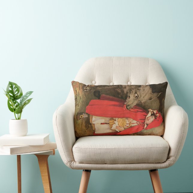 Vintage Red Riding Hood und Big Bad Wolf Lendenkissen (Stuhl )