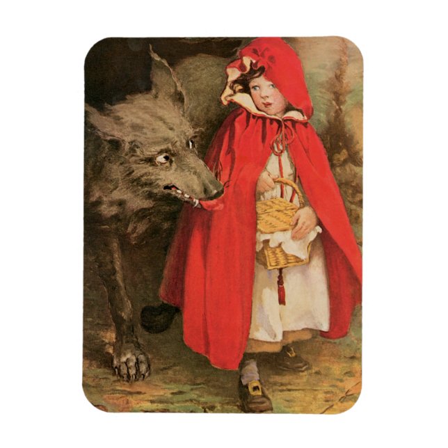 Vintage Red Riding Hood und Big Bad Wolf Magnet (Vertikal)