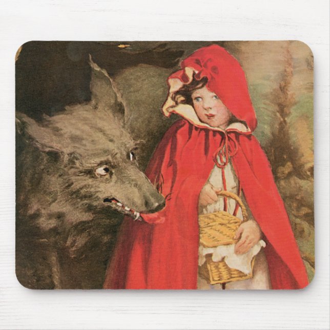 Vintage Red Riding Hood und Big Bad Wolf Mousepad (Vorne)