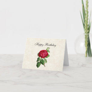 Vintage Red Rose Happy Birthday Karte