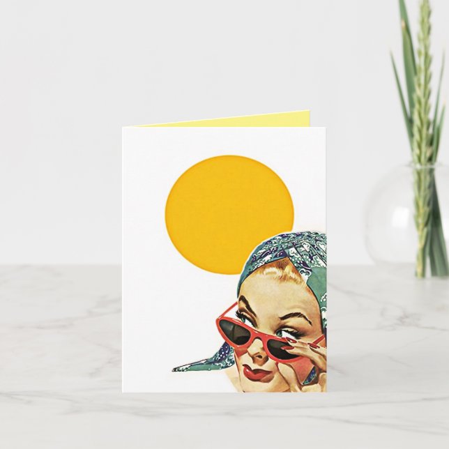 Vintage Red Sonnenbrille Hallo Sonnenschein! Klein Karte (Vorderseite)