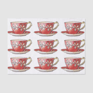 Vintage Red Teacups Seidenpapier