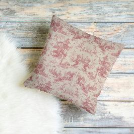 Vintage Red Toile Throw Pillow Kissen