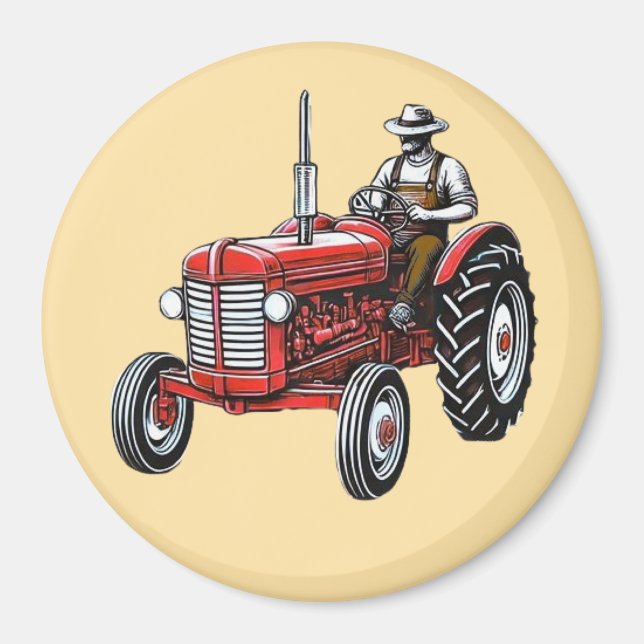 Vintage Red Tractor Magnet (Vorne)