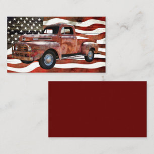 Vintage Red Truck American Flag Visitenkarte