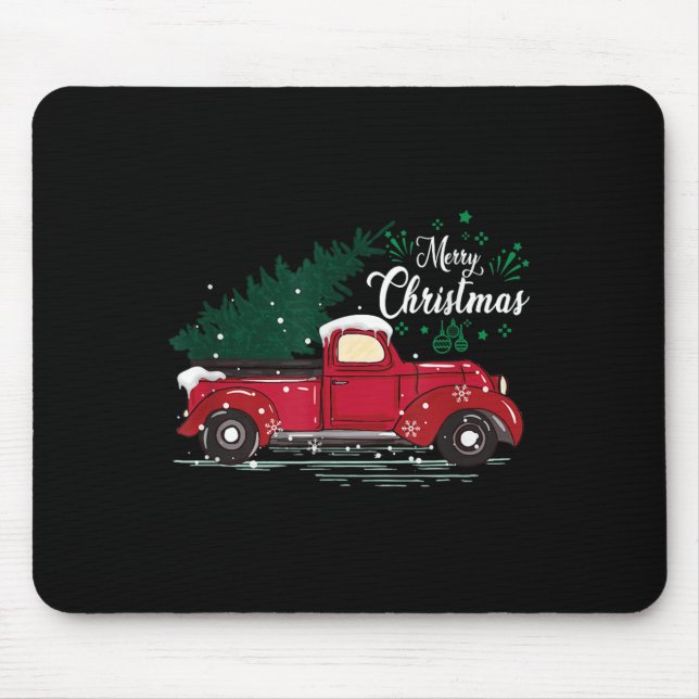 Vintage Red Truck Christmas Tree  Mousepad (Vorne)