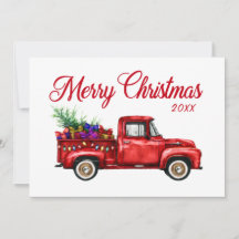 Vintage Red Truck Geschenke Bäume Frohe Weihnachte