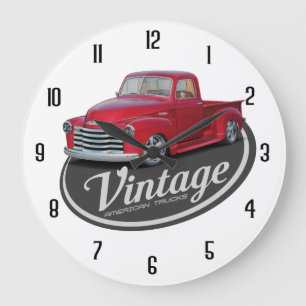 Vintage Red Truck Große Wanduhr