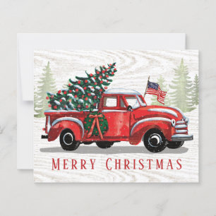 Vintage Red Truck Patriotic Budget Weihnachtskarte