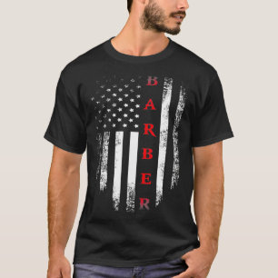 Vintage Red White Barber American Flag Cool T-Shirt