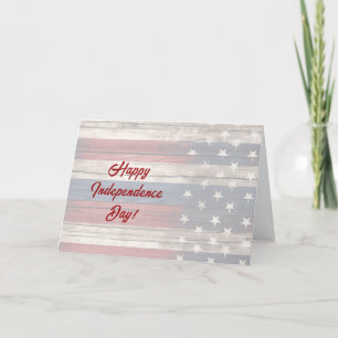 Vintage Red White Blue Patriotic Imitate Holzstars Feiertagskarte