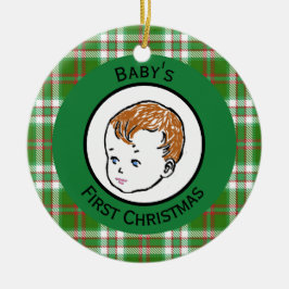 Vintage Redhead Baby's First Christmas Keramik Ornament