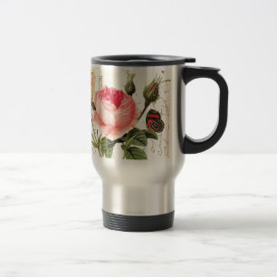 Vintage Redoute Rose Reisebecher