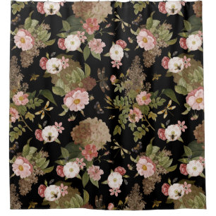 Vintage Redouté-Rose und Blume Rokoko Garden 1 Duschvorhang