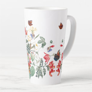 Vintage Redoute Schmetterlingsgarten-Blumen-Lattem Milchtasse