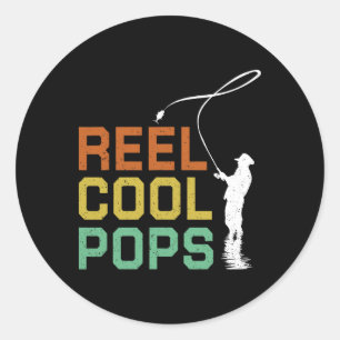 Vintage Reel Cool Pops Angeln Vatertag Fischer Runder Aufkleber