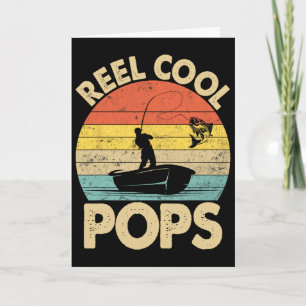 Vintage Reel Cool Pops Angeln zum Vatertag Fischer Karte
