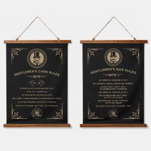 Vintage Regeln für das Viktorianische Kartenspiel Wandteppich Mit Holzrahmen